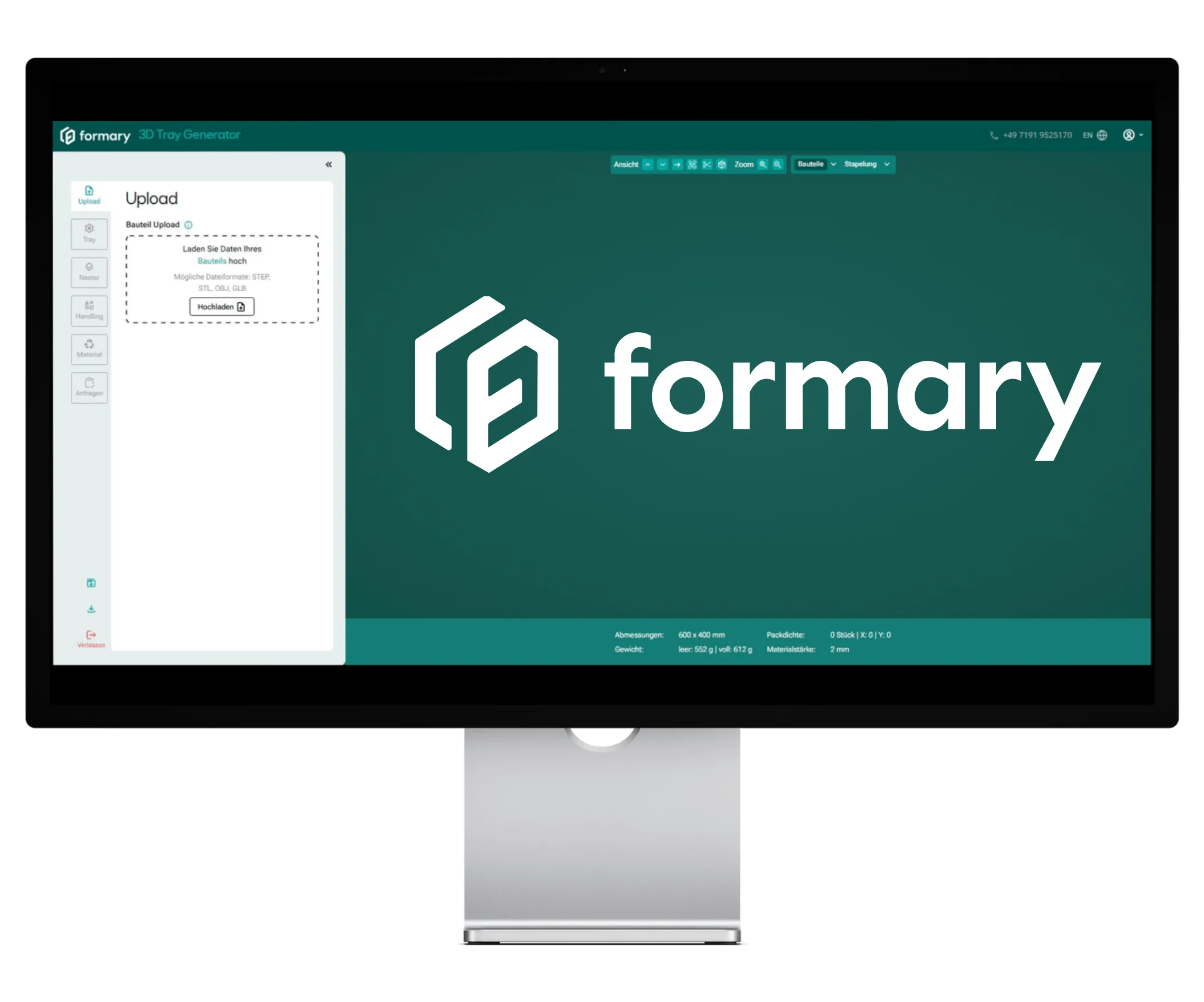 Bauteil im 3D Tray Generator hochladen