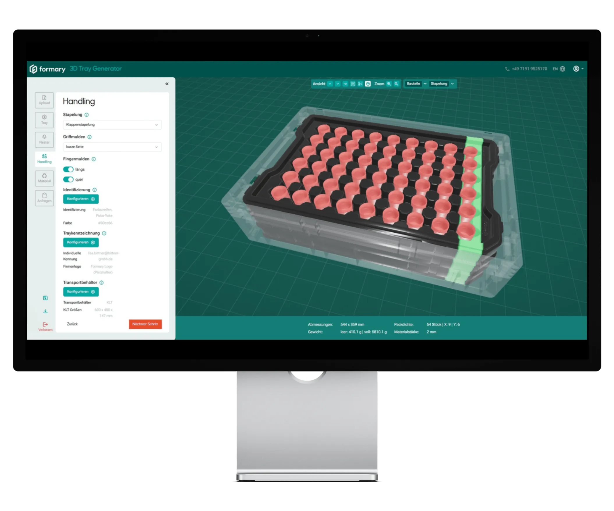 Transportmittel im 3D Tray Generator einstellen