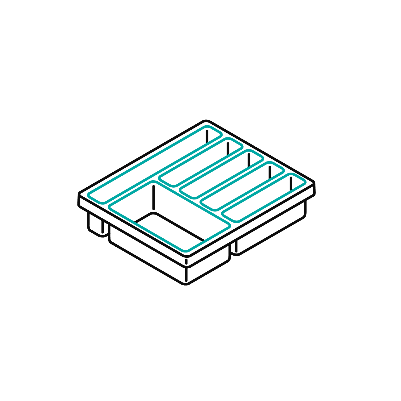 Inlay aus Kunststoff mit hervorgehobener Nesterkontur