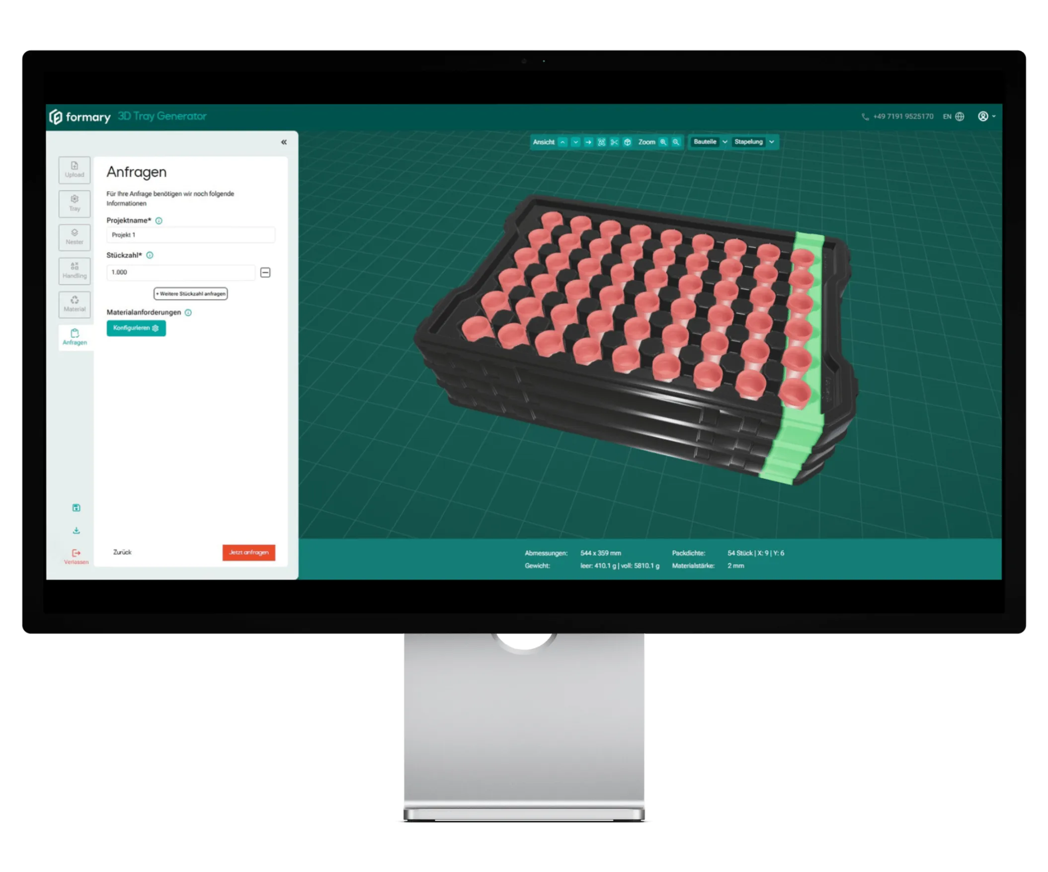 Direkt im 3D Tray Generator anfragen