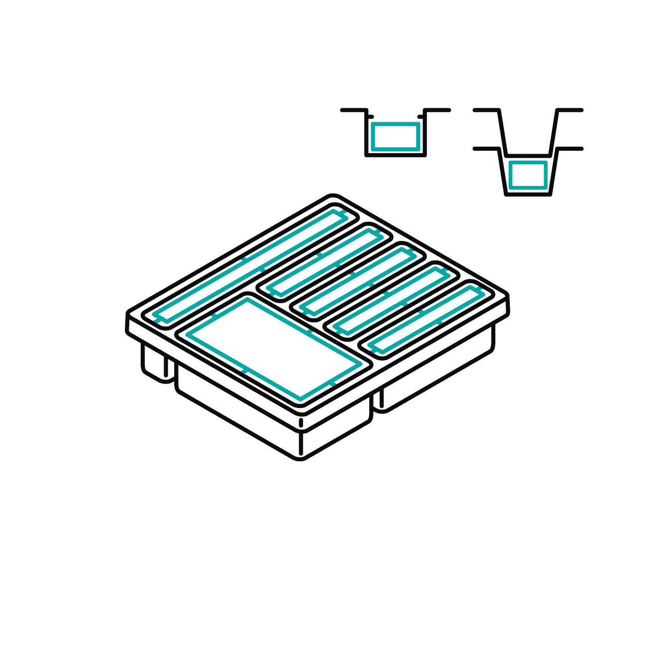 Bauteilfixierung der Kunststoffeinlage